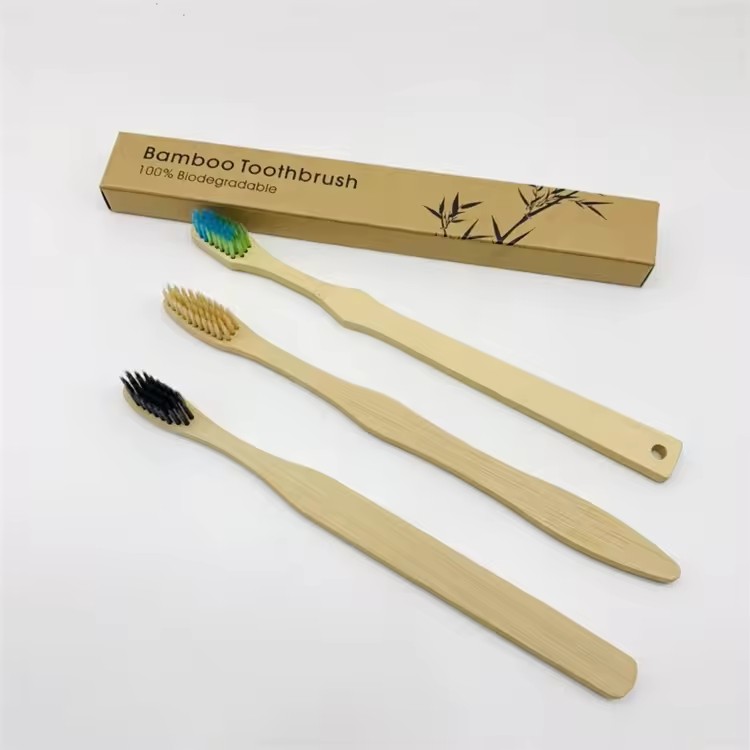 定制品牌包装 100% 可生物降解竹牙刷